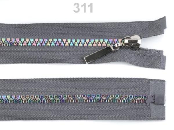 Regenbogen Reißverschluss Breite 5 mm Länge 70 cm Stahlgrau